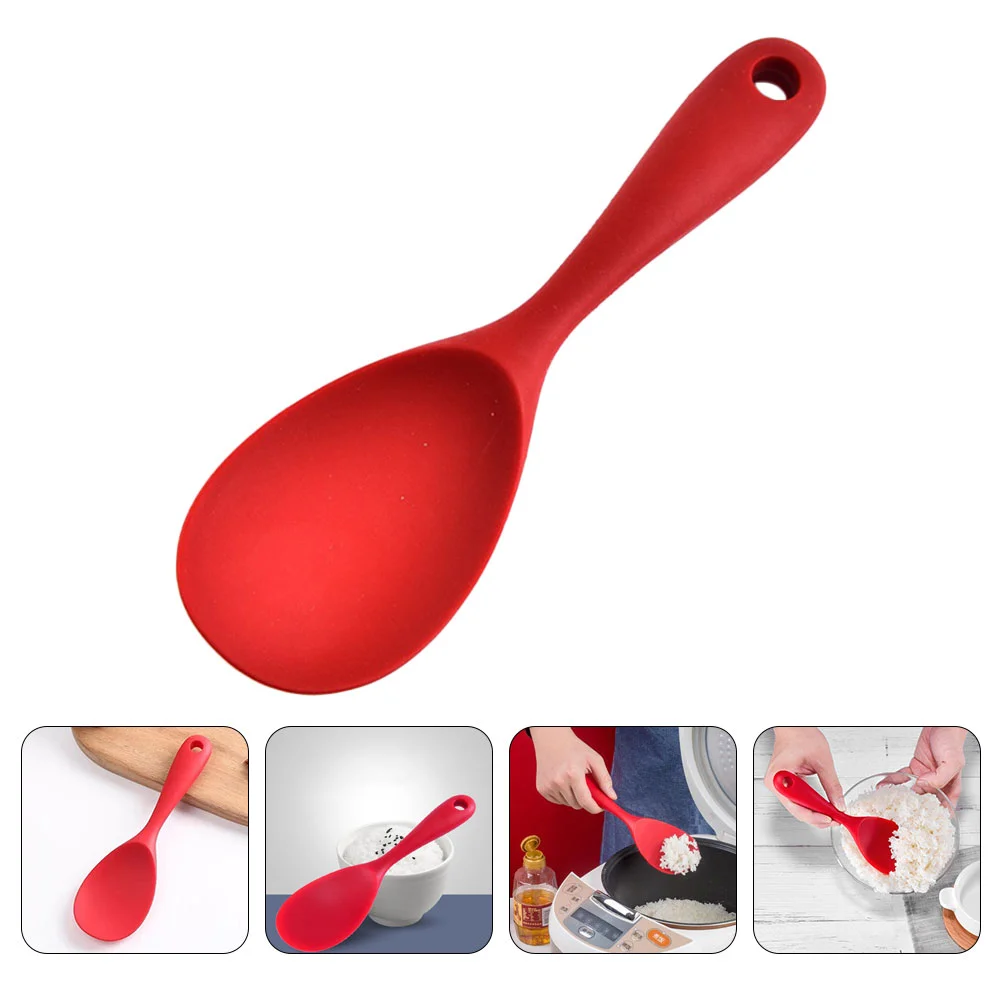 

Asian Ramen Soup Spoons Rice Ramen Rice Server Japanese Rice Cooker Salad Spoons Clean Silicone Rice Spoon