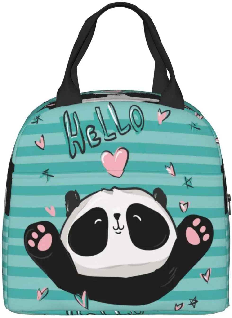 Hello Panda Lunch Box Insulated Lunch Bags for Kids Women Reusable Lunch Tote Bags, Perfect for School/Camping/Beach/Travel