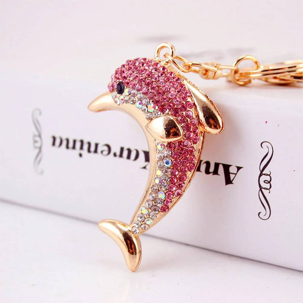 

Keychain Dolphin Pendant Keyring Keychains Key Ring Car Diamond Charm Ocean Gift Charms Hanging Purse Rhinestone Sparkling