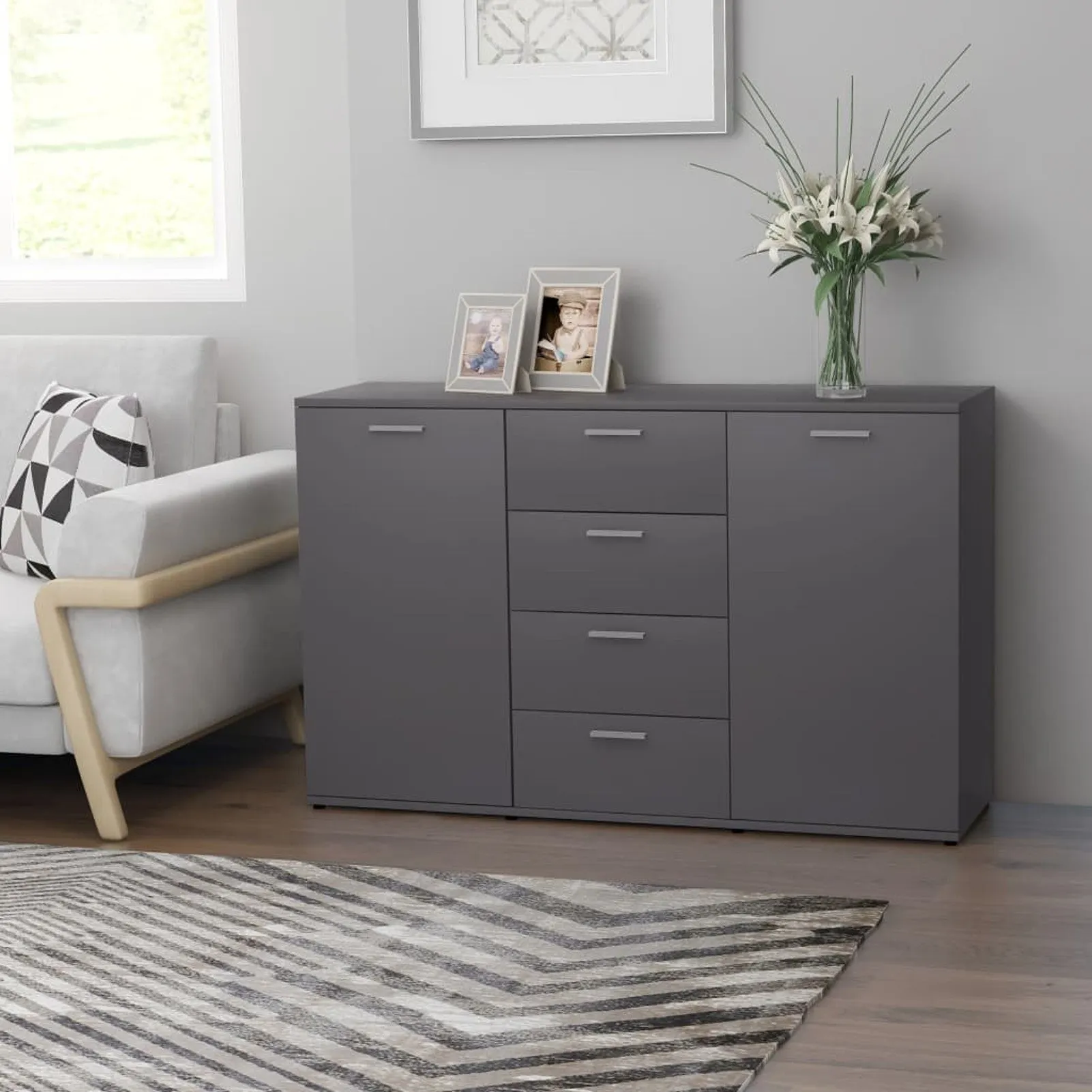 

Sideboard Gray 47.2"x14"x29.5" Chipboard