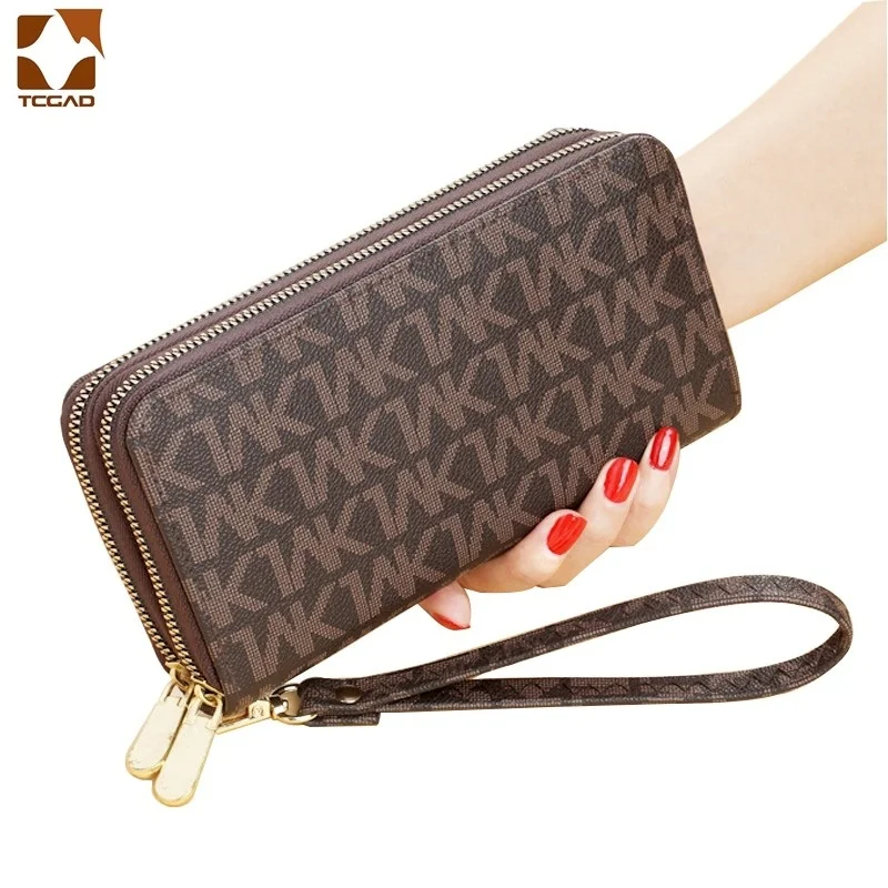 

Women Long Wallets Double Zipper Clutches Purse Big Letter Wristlet Wallet Phone Portfel Damski Card Holder Lady Wallets