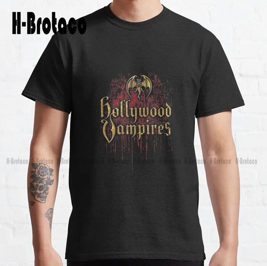 

Hollywood-Vampires Logo Classic T-Shirt Work Shirt High Quality Cute Elegant Lovely Kawaii Cartoon Sweet Cotton Tee Shirts New