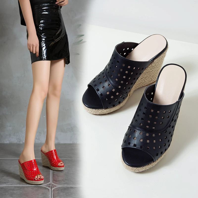 

Jiovodo Women Platform Wedge Sandals Wedge Sandal Ladies Casual Leather High Heel Square Design Summer Shoes Slippers