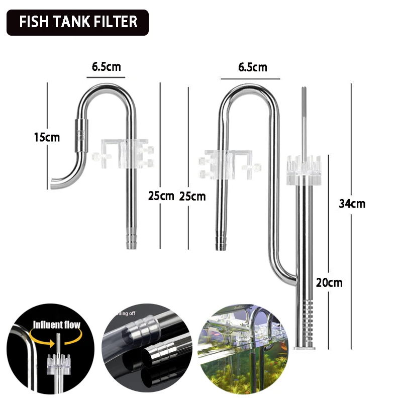 

ZRDR из нержавеющей стали, аквариумная труба с поверхностным скиммером, притоком и оттоком для аквариумного фильтра, посаженный аквариумный фильтр