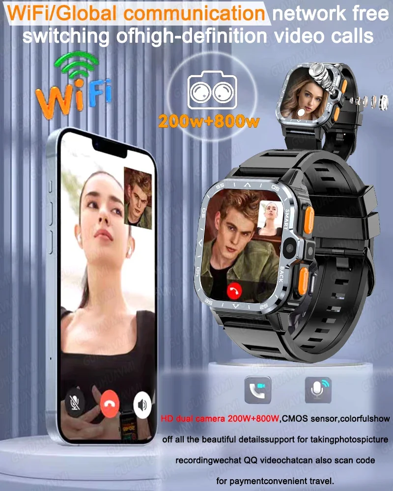 Для HUAWEI ios 2024 новые умные часы с GPS 4G 5G двойная камера 64/16 ГБ память Wi-Fi
