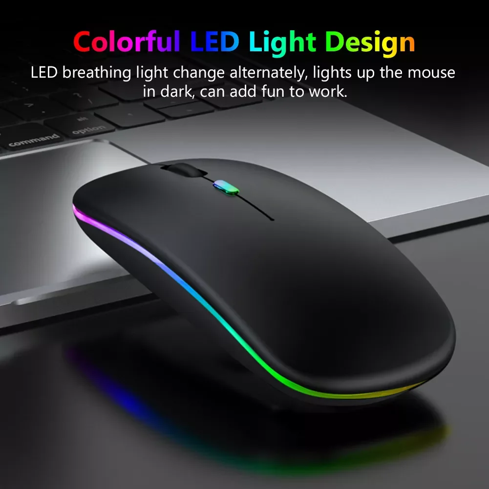 

Мышь Компьютерная аккумуляторная Бесшумная, Bluetooth, светодиодная подсветка