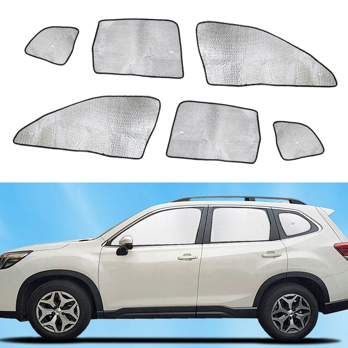 

Silver Side Window Privacy Sunshade UV Block Kit Aluminum Foil Fit for Subaru Forester 2019 2020 2021