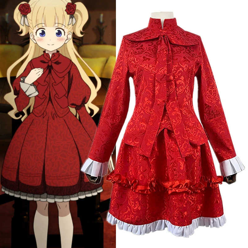Anime SHADOW HOUSE Cosplay Costume Kate Emilico Women Lolita Uniform Halloween Party Red Top Skirt Tie Maid Clothing Suit