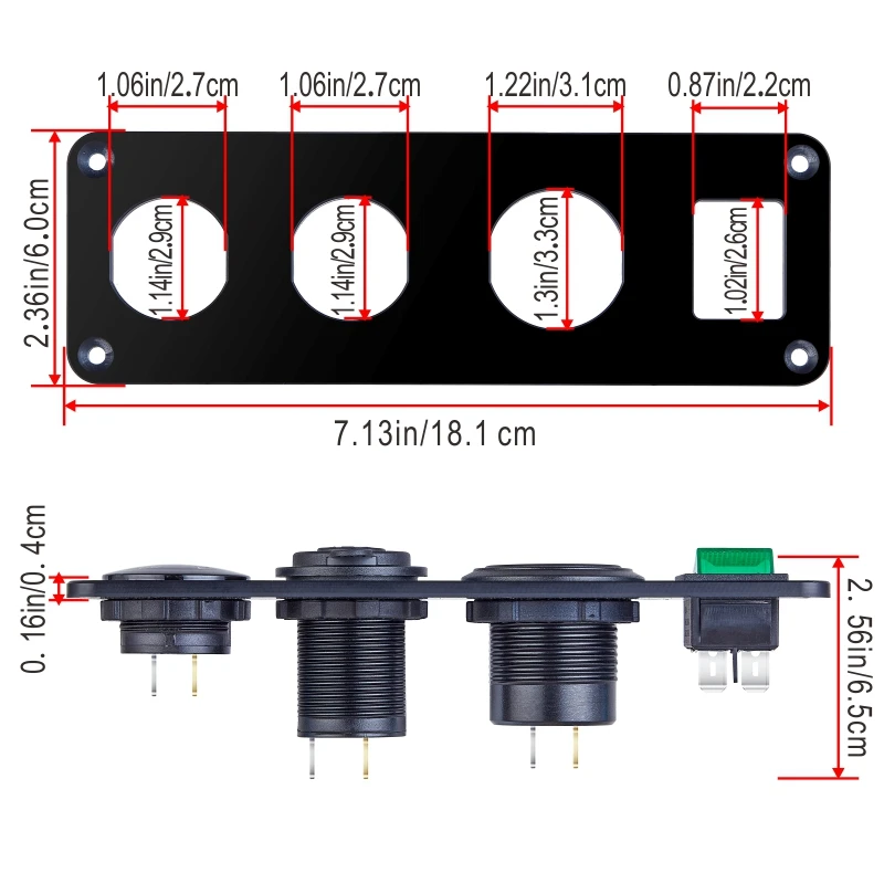 Фото 12 В USB-розетка, панель быстрой зарядки 3,0 PD USB C, розетка, адаптер прикуривателя для автомобиля, лодки, автофургона, мотоцикла №2