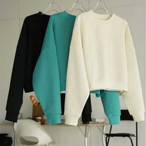 Осень 202, женские толстовки с длинным рукавом и круглым вырезом, бежевый цвет, свободные женские толстовки, синие толстовки, женские топы