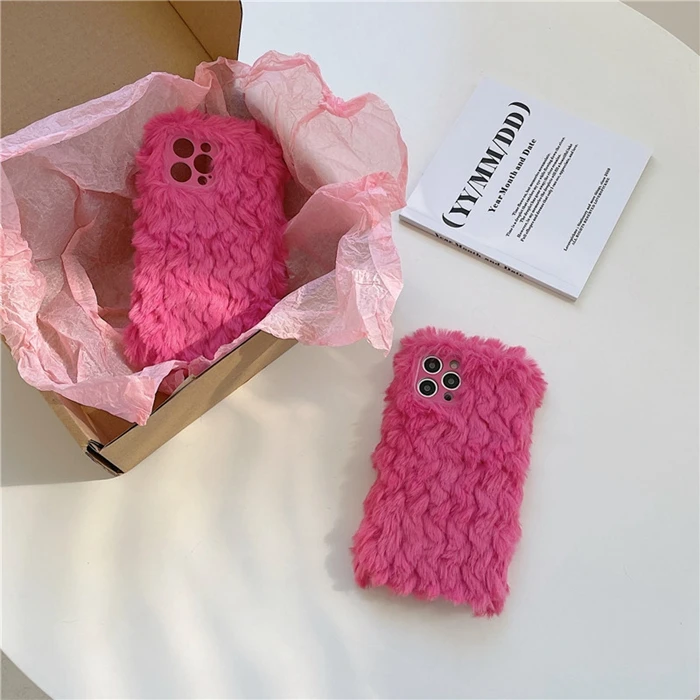 

Furry fluffy Phone Cases For iphone 11ProMax 12 13 Pro Max X Xs XR Full Protect Warm Full Protect Soft Cover Gift Lightweight