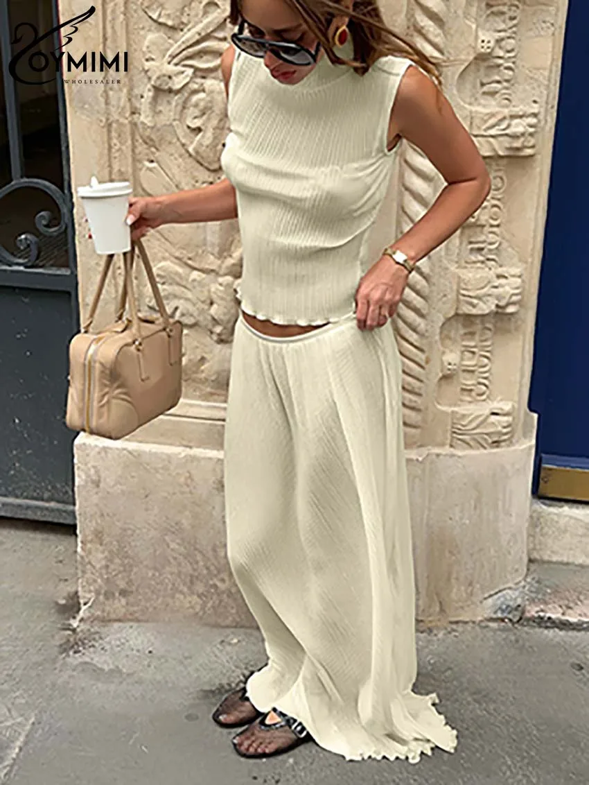 Oymimi повседневные бежевые плиссированные комплекты для женщин элегантные блузки