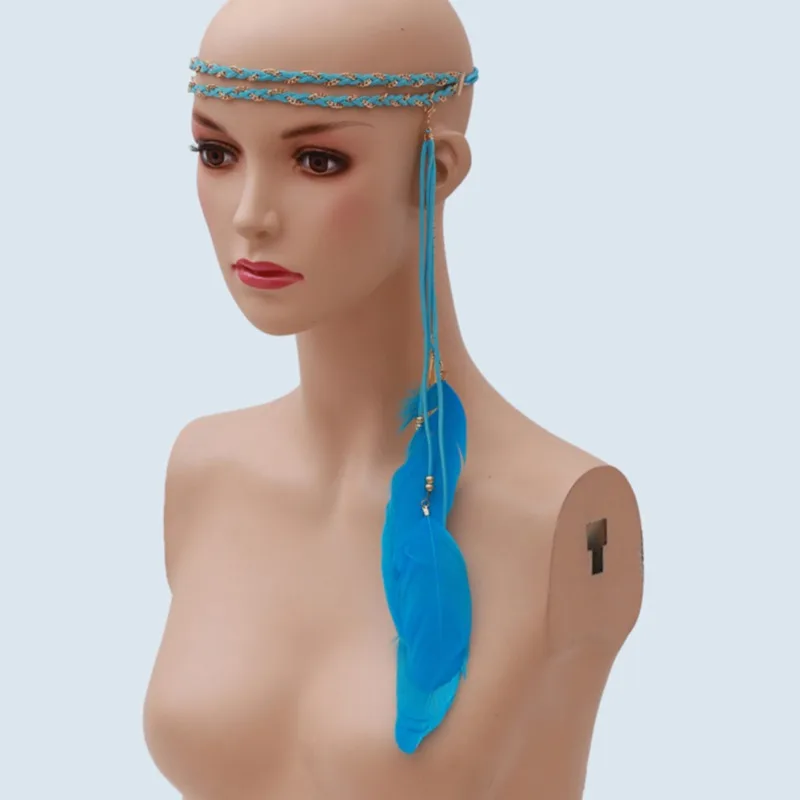 

Женский обруч для волос с перьями, винтажный обруч для волос с павлиньими перьями, аксессуар для волос в индийском стиле, 2022