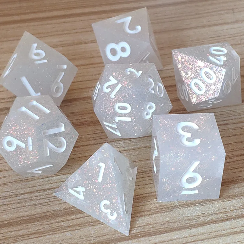 MINI PLANET White DND Dice Sets Polyhedral Resin Set With Sharp Edges Rpg Board Game 16mm D6 D20 D&ampD Custom |