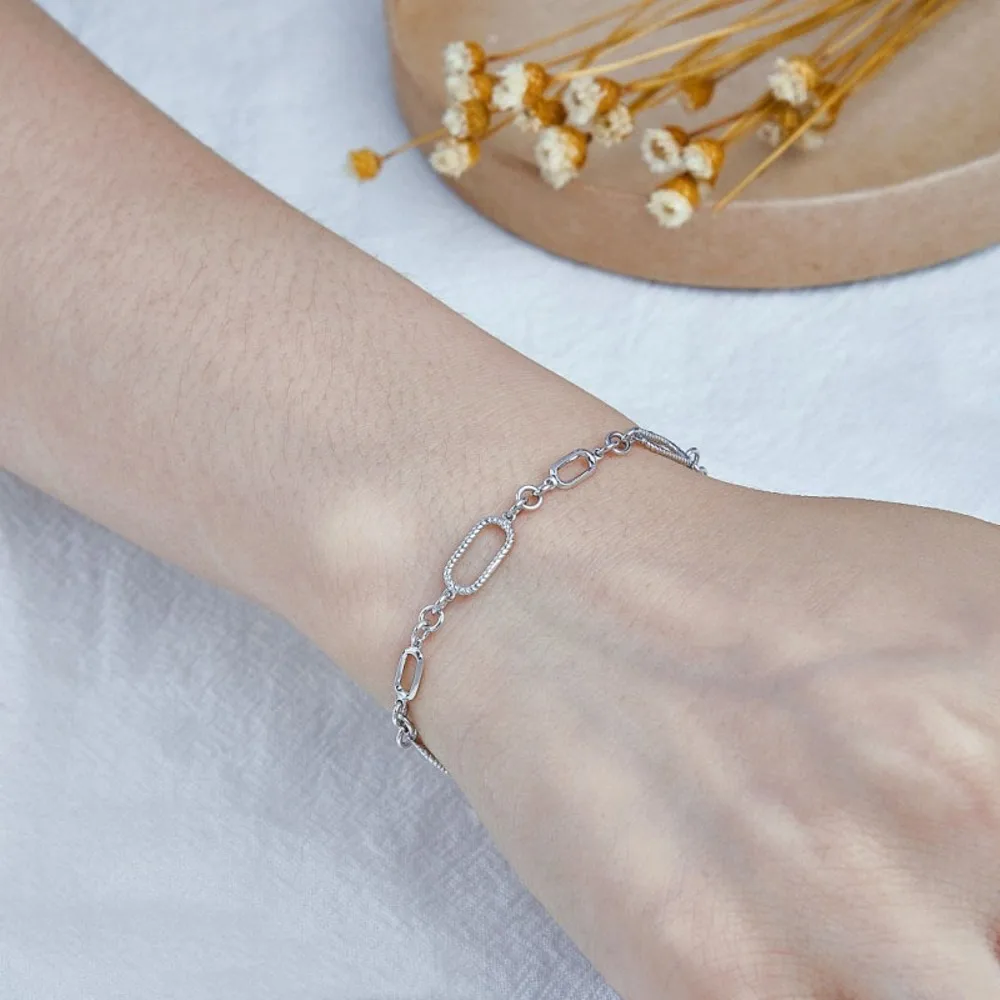 Цепочка Из натуральной чистой платины 950 Женский резной браслет на удачу