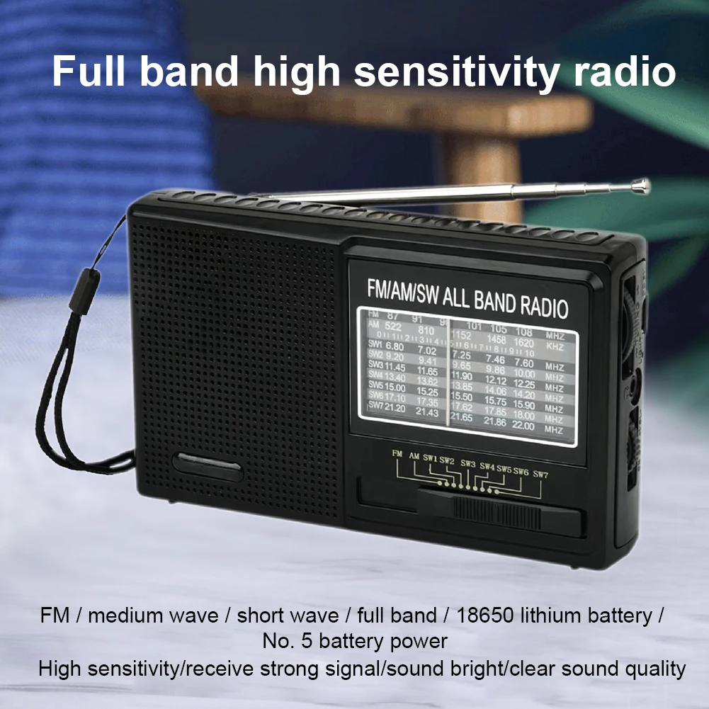 Professional Adjustment Knob Large Speaker Earphone Jack Battery Powered For Elderly Retro FM AM SW Portable Radio Digital Audio