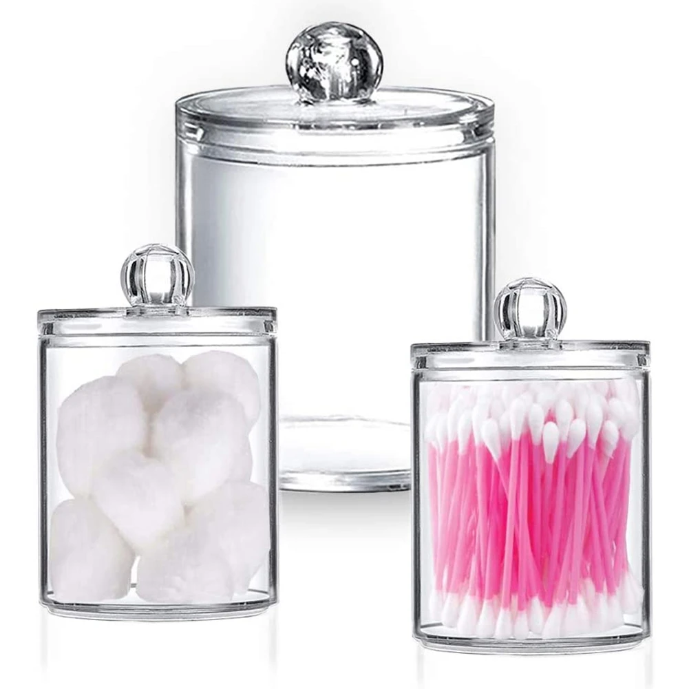 

Держатель для ватных шариков, прозрачный органайзер для макияжа, банки для аптеки с крышками, для детской комнаты и хранения