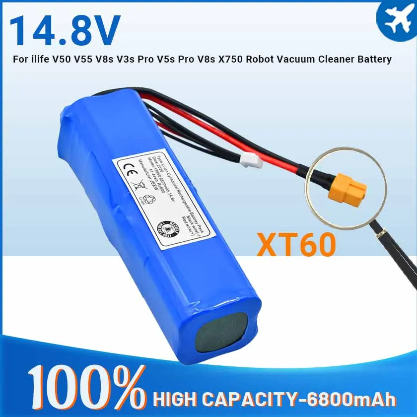 

Аккумулятор хорошего качества 14,4 В 6800 мАч для ilife V50 V55 V8s V3s Pro V5s Pro V8s X750 Аккумулятор для робота-пылесоса