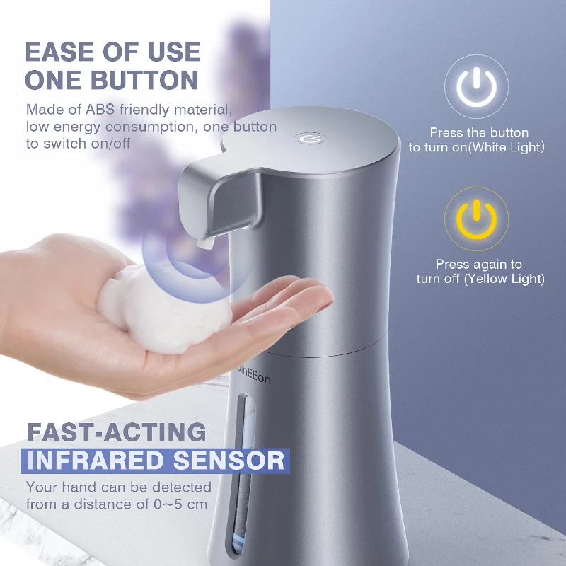 Automatic Soap Dispenser, Foaming Soap Dispenser 12oz/350ml, Touchless Battery Operated Hand Free Foam Soap Dispenser, IPX3 Wate enlarge
