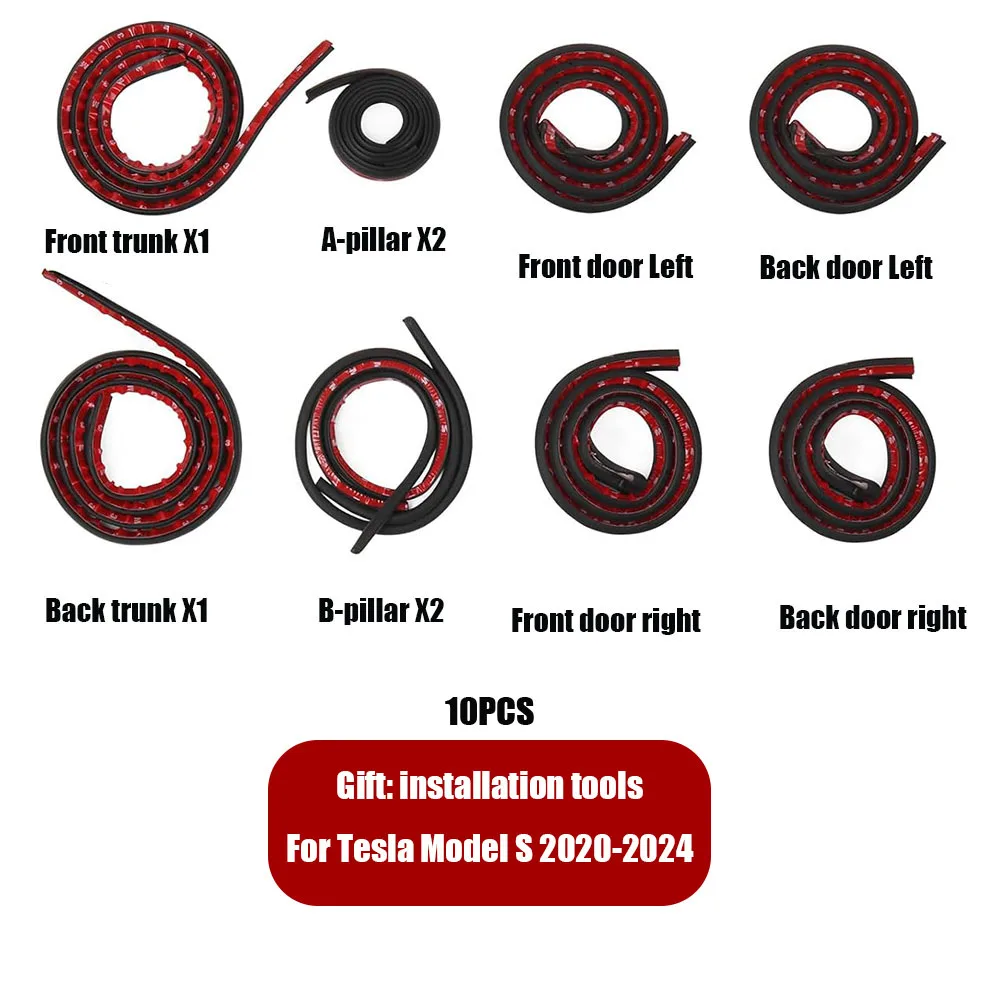 

Комплект звукоизоляционных дверных уплотнений для Tesla Model 3 Y S X 2023 года. Резиновая уплотнительная лента для защиты от ветра. Комплект передней крышки багажника.