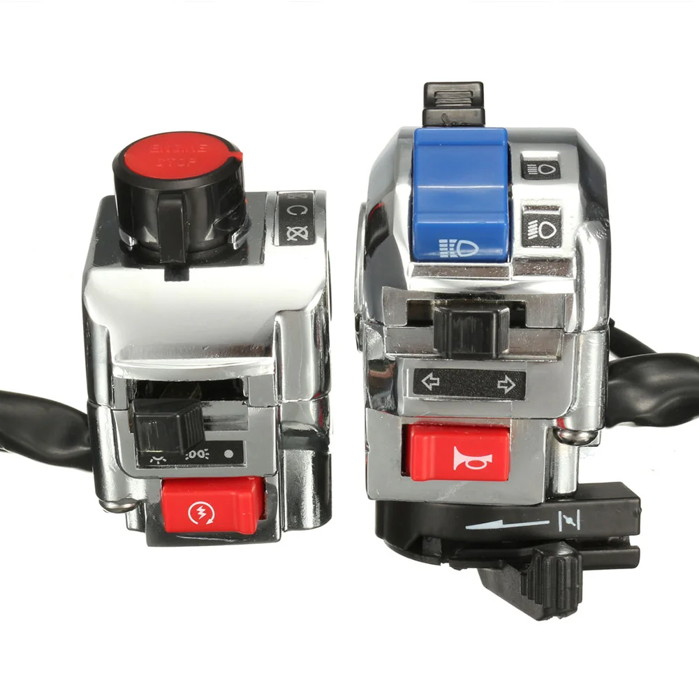 

Horn Handlebar Motorcycle Part Control Switch Universal Integrated Chrome Casing Electrical Engine Start Turn Signal Light