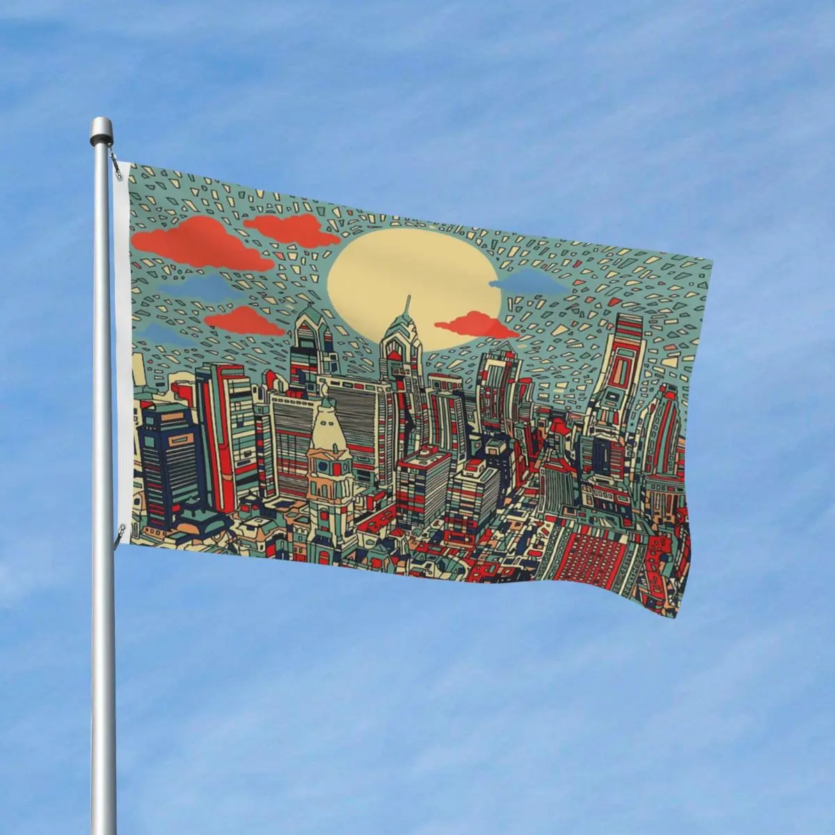 

Панорамный флаг Филадельфии, современный, легко повесить, яркие цвета, полиэстер, мягкий, изысканный, настраиваемый