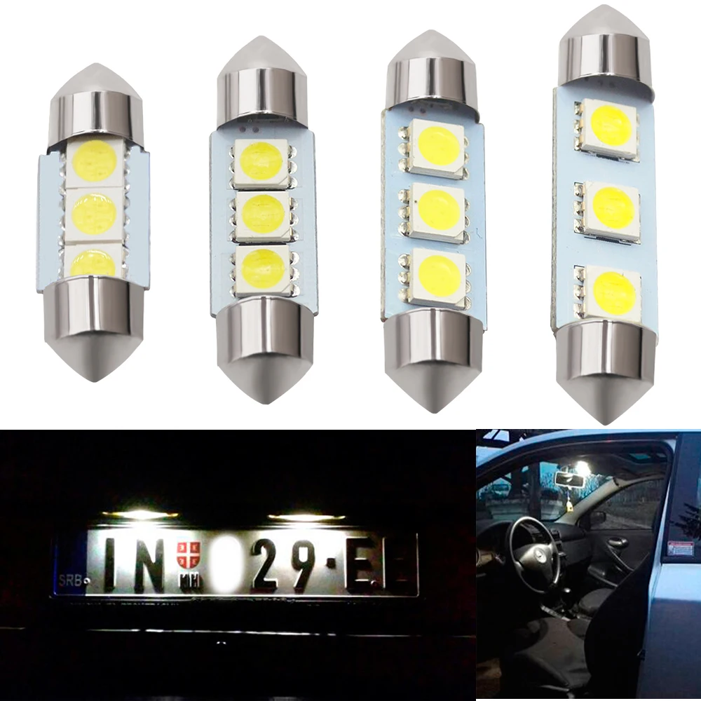 5050x31 мм 36 39 41 C5W белый 3SMD гирлянда купольная дверь интерьер светильник для чтения
