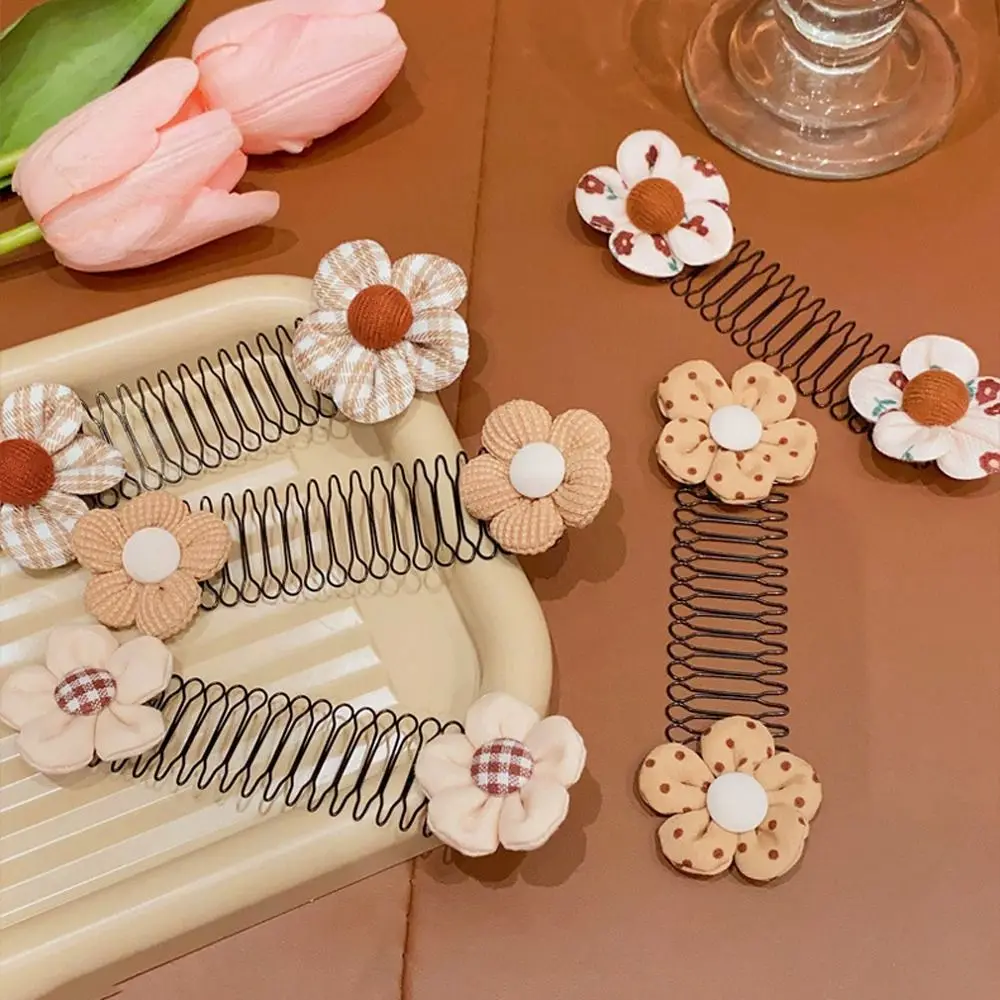 

Flower U Shape Hair Styling Comb Cute Dots Fixed Combs Curve Needle Bangs Hair Clip Headwear Invisible Extra Hair Holder Party