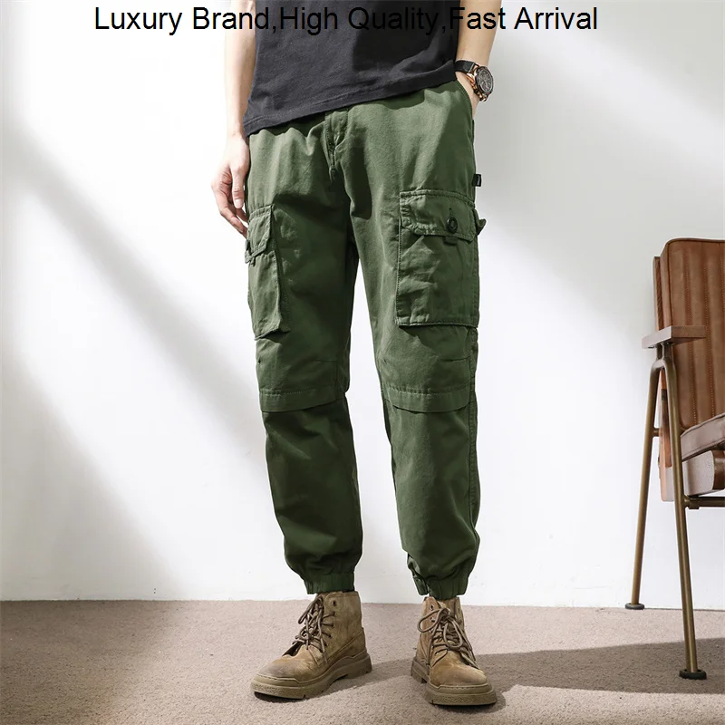 

Брюки мужские повседневные на молнии, свободные спортивные штаны, хлопковая уличная одежда со средней посадкой, прямые брюки, весна-Зима