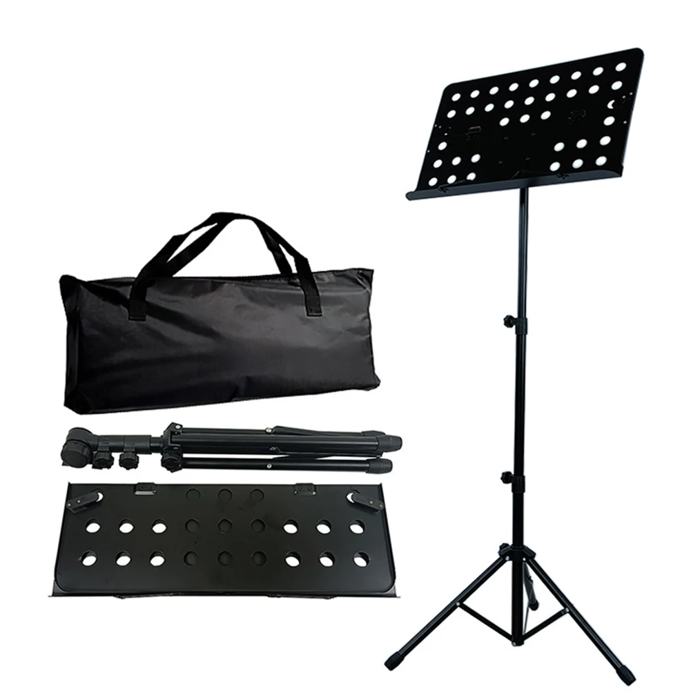 

Heavy Duty Orchestral Music Stand Folding Adjustable Sheet Stand Tripod Base With Waterproof Oxford Cloth Carrying Bag Black