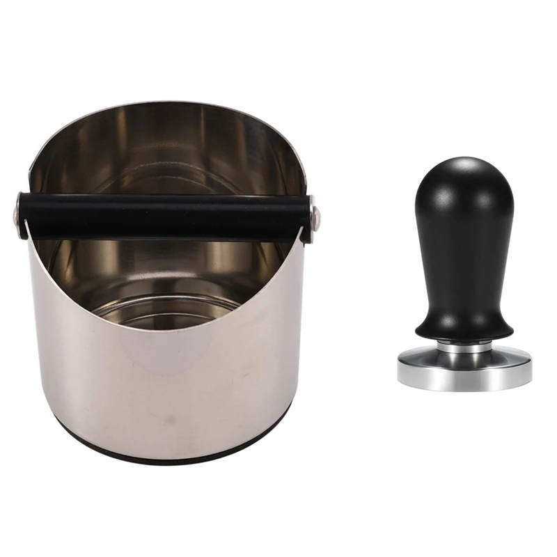 

Stainless Coffee Tamper Knock Box Deep Bent Design Coffee Slag & 51Mm Calibrated Pressure Espresso Tamper Tool