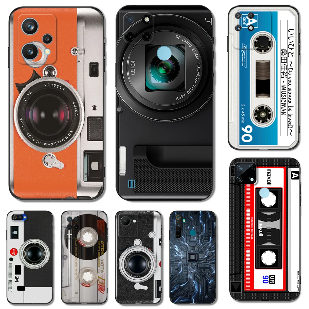 

Black tpu Case For Realme C3 C30S C33 GT2 PRO C35 C20 C21 C21Y C25 C25Y C25S C11 2021 2020 cover Vintage Camera