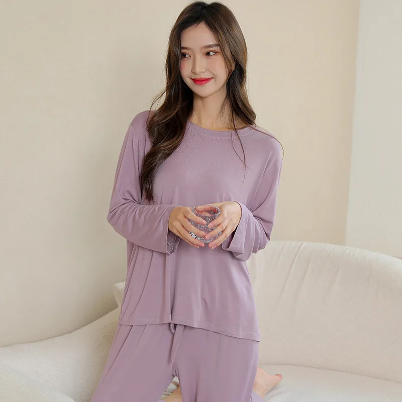 Fashion Korean Pyjama Pour Femme Cotton Housewear Women's Pijamas Suit Spring Autumn Modal Pajamas Set Sleepwear Clothes