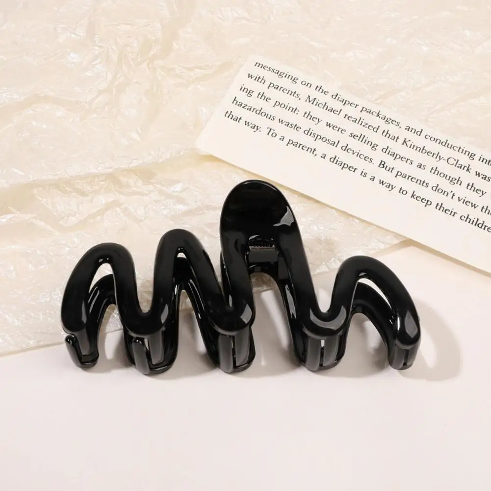 

Solid Color Hair Clamp Women Hair Claw Stylish Hair Claw Wave Shape Solid Color Anti-slip Grip Hair Organization for Women