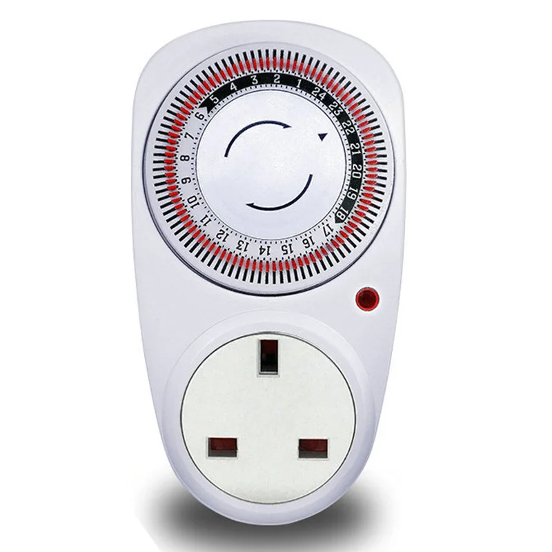 

24 Hours UK Plug in Mechanical Grounded Programmable Timer Switch Smart Countdown Switch Socket Indoor Auto Power Off