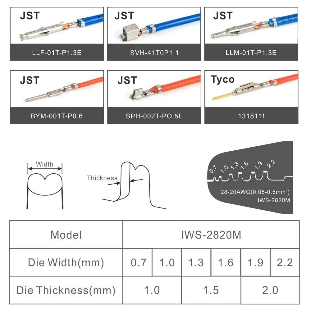 Инструмент для обжима миниатюрных клемм IWS 2820M, подходит для различных применений, включая радиоуправляемые модели и 3D-печать (art.: 3920d502cd2dd) - 3920d502cd2dd