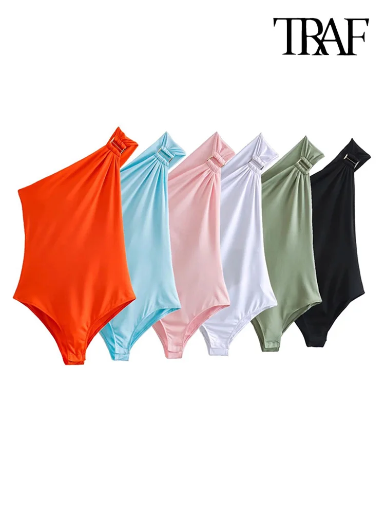 

Женское асимметричное боди на одно плечо, с открытой спиной