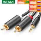 Ugreen RCA 3,5 мм разъем кабель 2 RCA штекер 3,5 мм Мужской Аудио кабель 1 м 2 м 3 м Aux кабель для домашнего кинотеатра DVD наушников ПК