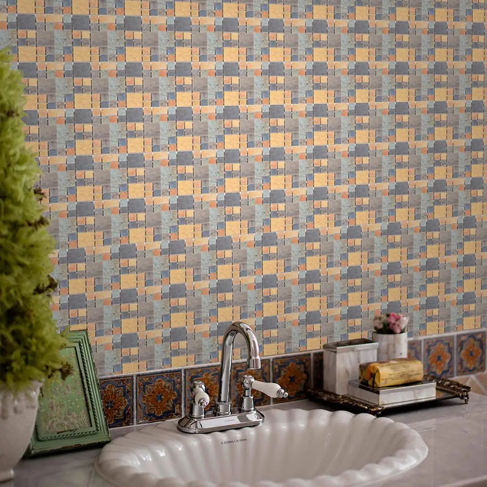 

Self Adhesive Mosaic Tile Sticker Bath Backsplash Modern Simplicity Waterproof Home Decoration Floor Cabinet PVC Wallpaper