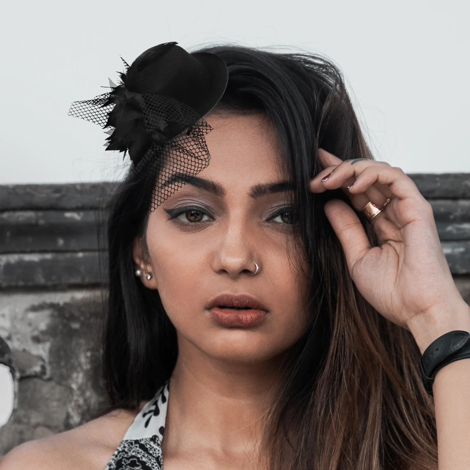 Модная женская заколка для волос с цветочным декором мини-шляпа в стиле бурлеск