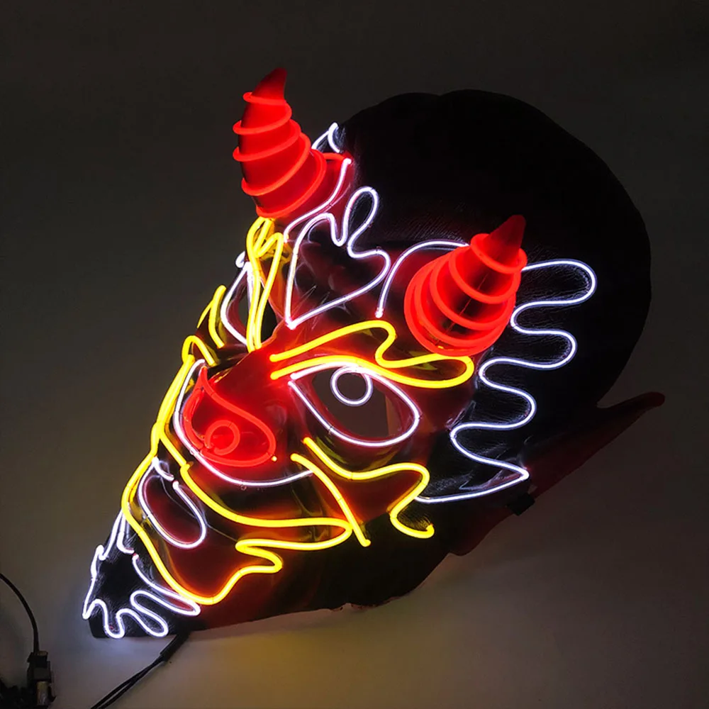 Забавный Хэллоуин с подсветкой косплей маска дракона светодиодная светящаяся