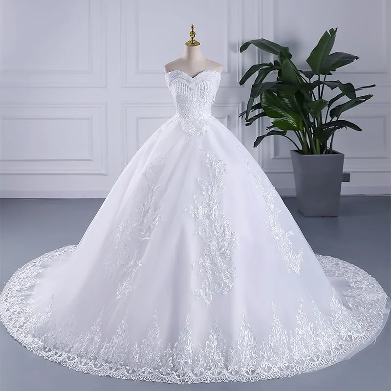 

Lace Crystal Beaded Wedding Dresses New Plus Size Off The Shoulder Wedding Gown Pretty Lace On Neck Africa Style Wedding Dress