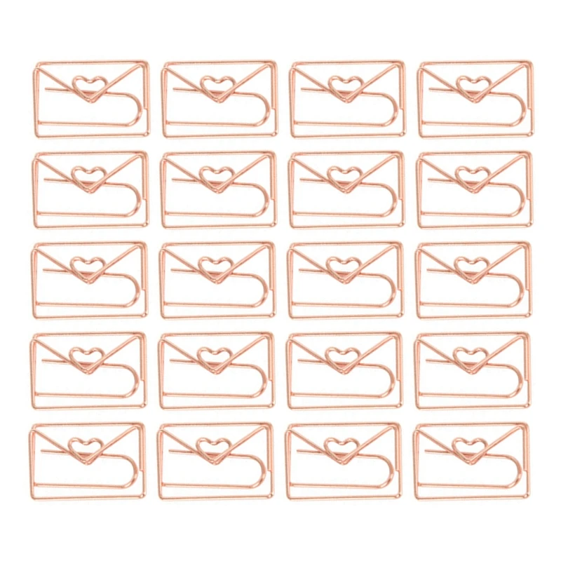 

2022 New 20Pcs Rose Gold Paper Clips Cute Envelope Pineapple Paperclips Bookmark with Box