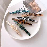 1pc simple acetate floral hairpin spring clip temperament sweet chain hairpin ponytail long spring clip female hair accessories
