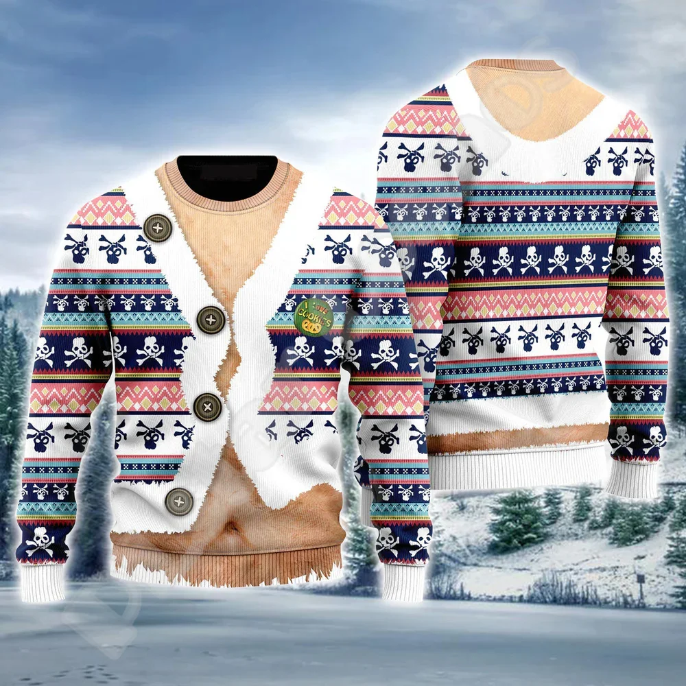 Рождественский вязаный свитер в стиле ретро с граффити и татуировками винтажные