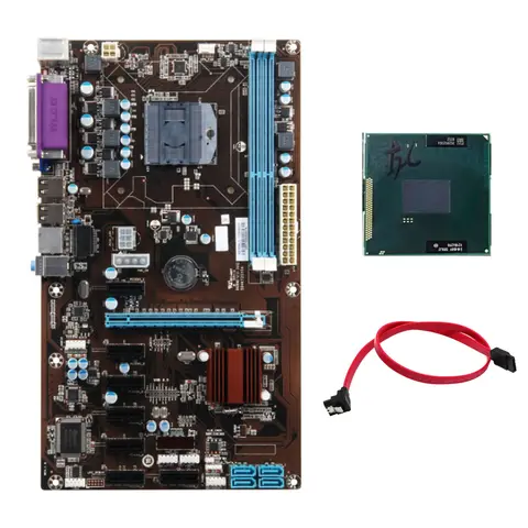 Материнская плата для майнинга HM6X BTC с процессором + кабелем SATA, поддерживающая DDR3, 16 ГБ, слот для видеокарты 8XPCIE, Материнская плата с разъемом PGA988