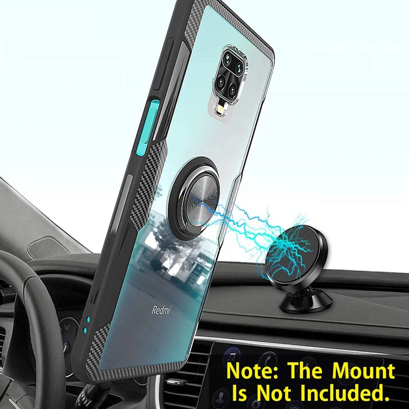 Transparent Magnetic Case For Xiaomi Redmi Note 9 10 8 Pro Max 10S 9S 10T 9T T 9Pro POCO X3 NFC F3 Shockproof Covers Ring Holder