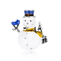 tulx lovely enamel snowman brooches for women girls christmas jewelry hat cloth scarf corsage suit coat accessories