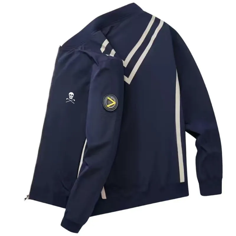

Men's Spring Autumn Thin Jackets Trend Stand Collar Golf Wear Jogging Windbreaker Casual Breathable Loose Coat Man Bomber Jacket