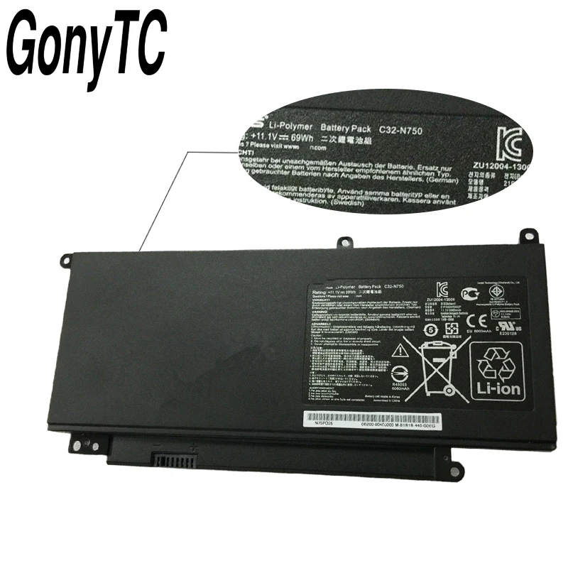 Фото Новый аккумулятор для ноутбука C32-N750 для ASUS N750 N750J N750JK N750JV N750Y47JK-SL N750Y47JV-SL 11,1 В 6260 мАч/69WH №3